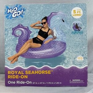 BESTWAY H2O GO Royal Seahorse Ride-On Inflatable Floatie Toy 67 In X 47